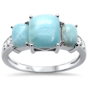 natural larimar radiant cut 925 sterling silver